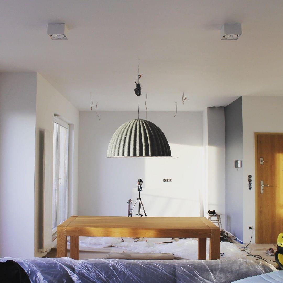 Large Acoustic Felt Dome Pendant Light Recycled Plastic Modern Hanging Ceiling Lamp