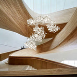 Large Ceramic Gingko Leaf Chandelier Modern Porcelain Petal Pendant Light for Grand Spaces