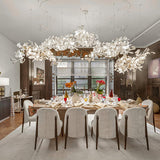 Large Ceramic Gingko Leaf Chandelier Modern Porcelain Petal Pendant Light for Grand Spaces