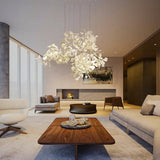 Large Ceramic Gingko Leaf Chandelier Modern Porcelain Petal Pendant Light for Grand Spaces