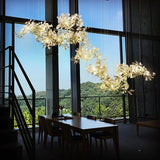 Large Ceramic Gingko Leaf Chandelier Modern Porcelain Petal Pendant Light for Grand Spaces