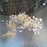 Large Ceramic Gingko Leaf Chandelier Modern Porcelain Petal Pendant Light for Grand Spaces