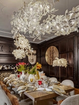 Large Ceramic Gingko Leaf Chandelier Modern Porcelain Petal Pendant Light for Grand Spaces