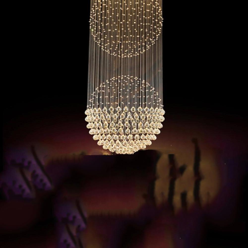 Large Double Sphere Crystal Chandelier 5 Tier Modern LED Metal Hanging Light