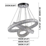 Large Modern Interwoven Circle Crystal Chandelier LED Foyer Ceiling Light with Adjustable Height