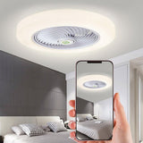 20 Inch Round Flush Mount Bladeless Ceiling Fan with Enclosed LED Light and Remote Control