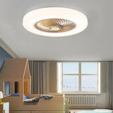 20 Inch Round Flush Mount Bladeless Ceiling Fan with Enclosed LED Light and Remote Control
