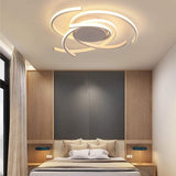 22 Inch Modern Semicircle LED Flush Mount Ceiling Light for Bedroom Artistic Aluminum Fixture