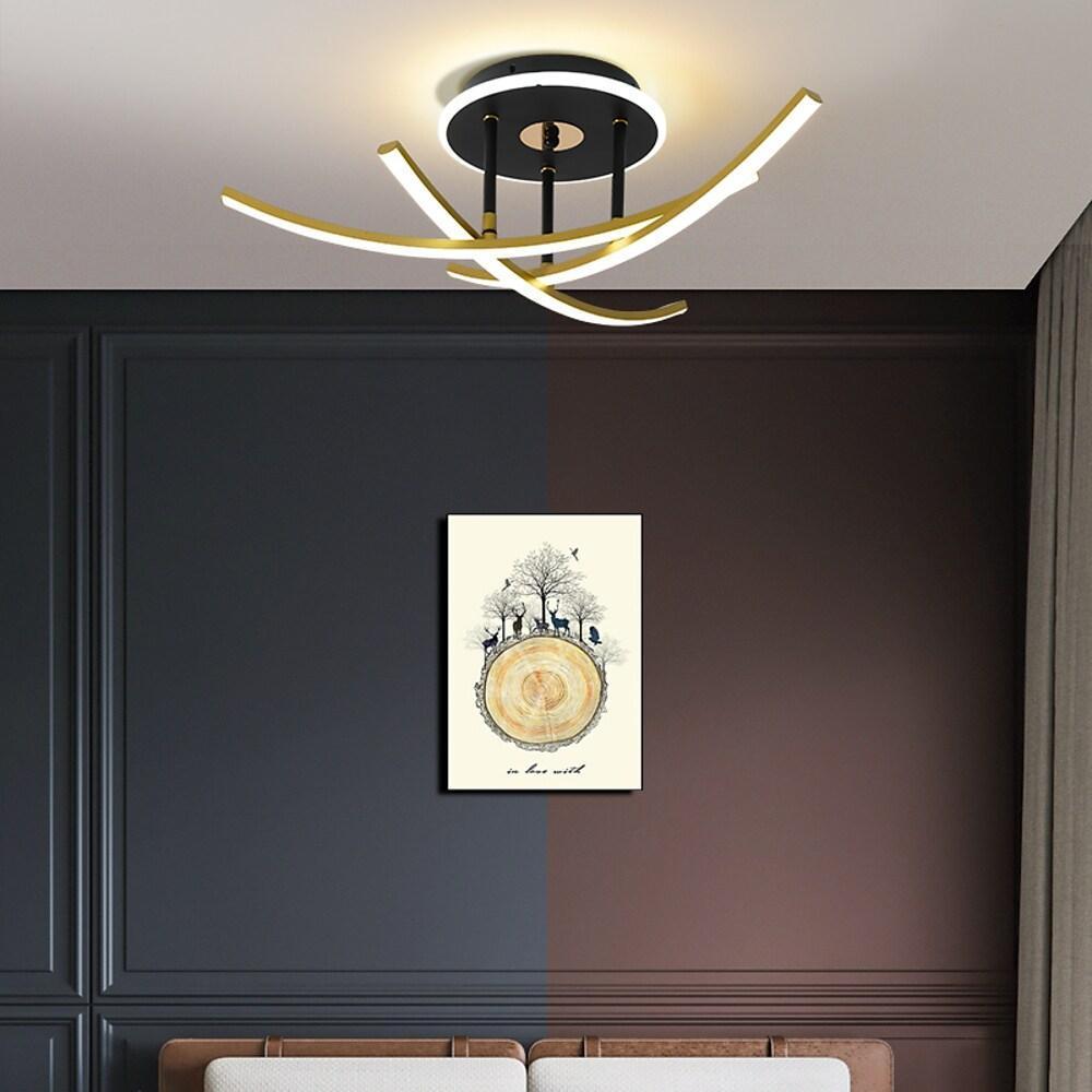Modern Nordic Geometric LED Flush Mount Ceiling Light Dimmable Sputnik Fixture in Gold