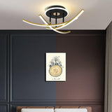 Modern Nordic Geometric LED Flush Mount Ceiling Light Dimmable Sputnik Fixture in Gold