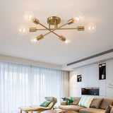 Contemporary 6 Light Geometric Sputnik Semi Flush Mount Ceiling Fixture