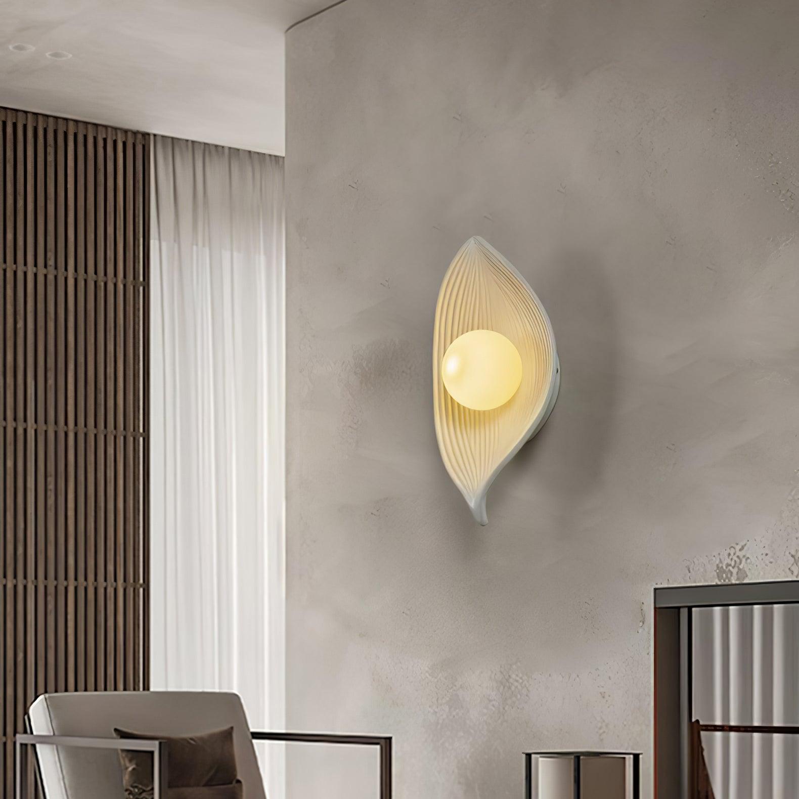 Leaf Canoe Organic Resin Wall Sconce Modern Textured Indoor Accent Lighting