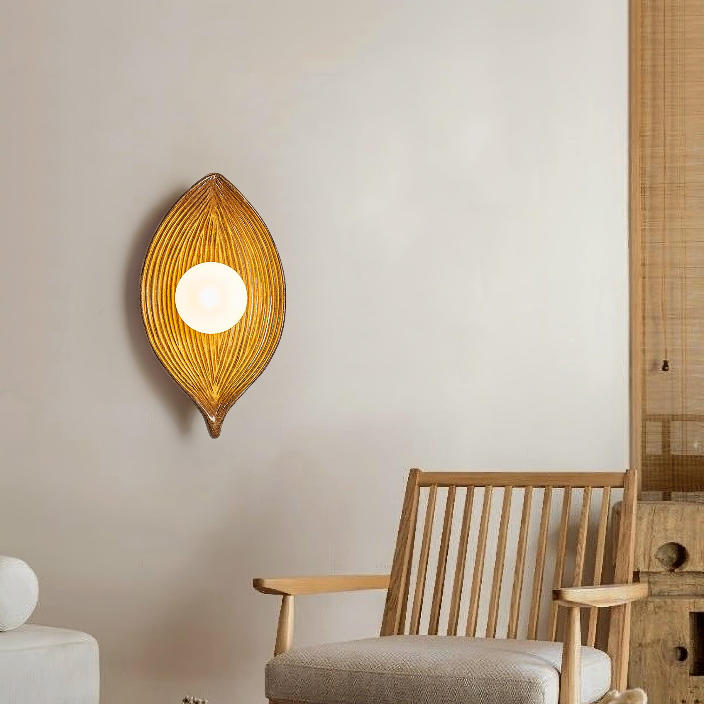 Leaf Canoe Organic Resin Wall Sconce Modern Textured Indoor Accent Lighting