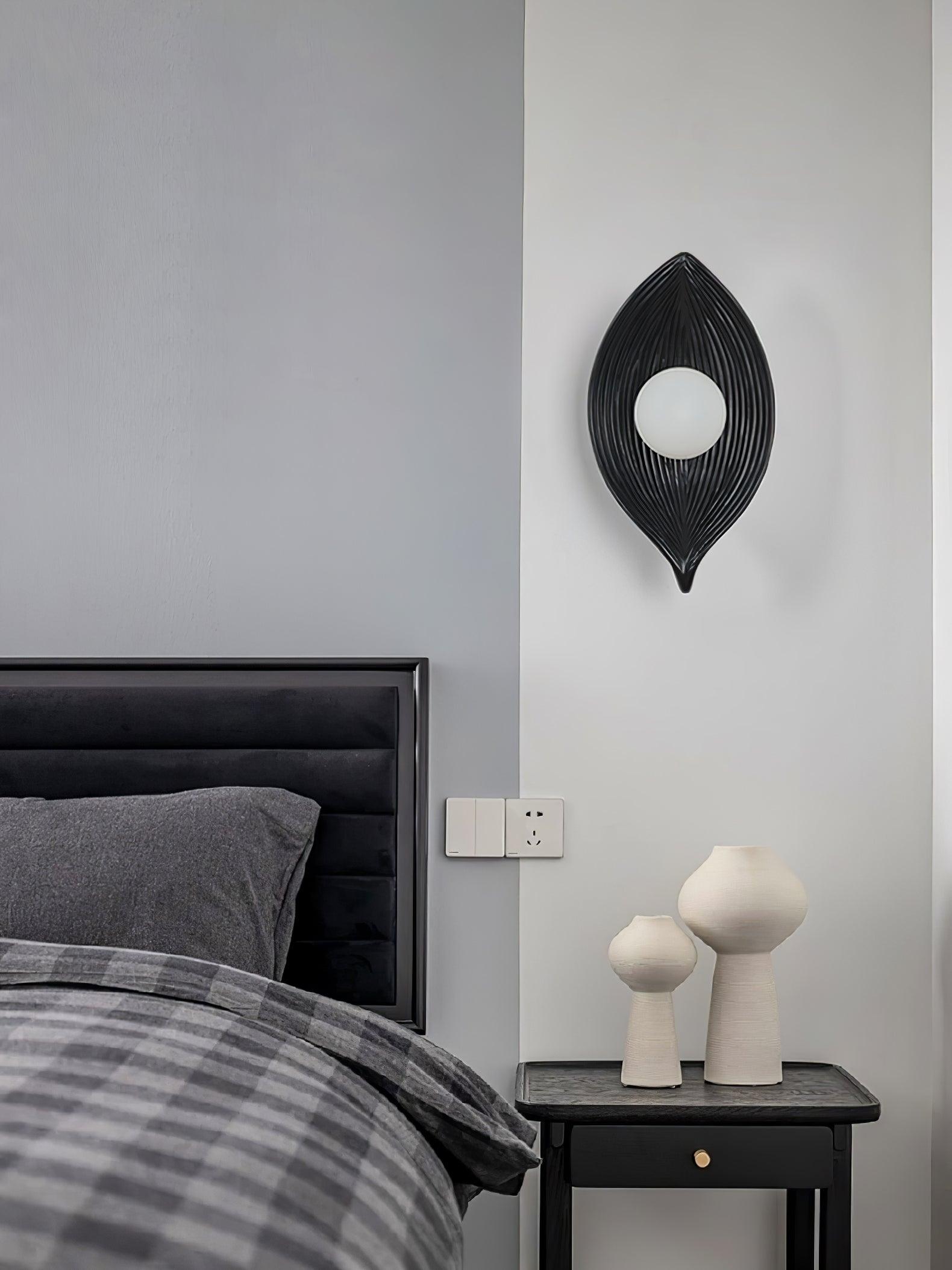 Leaf Canoe Organic Resin Wall Sconce Modern Textured Indoor Accent Lighting