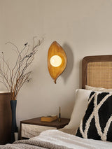 Leaf Canoe Organic Resin Wall Sconce Modern Textured Indoor Accent Lighting