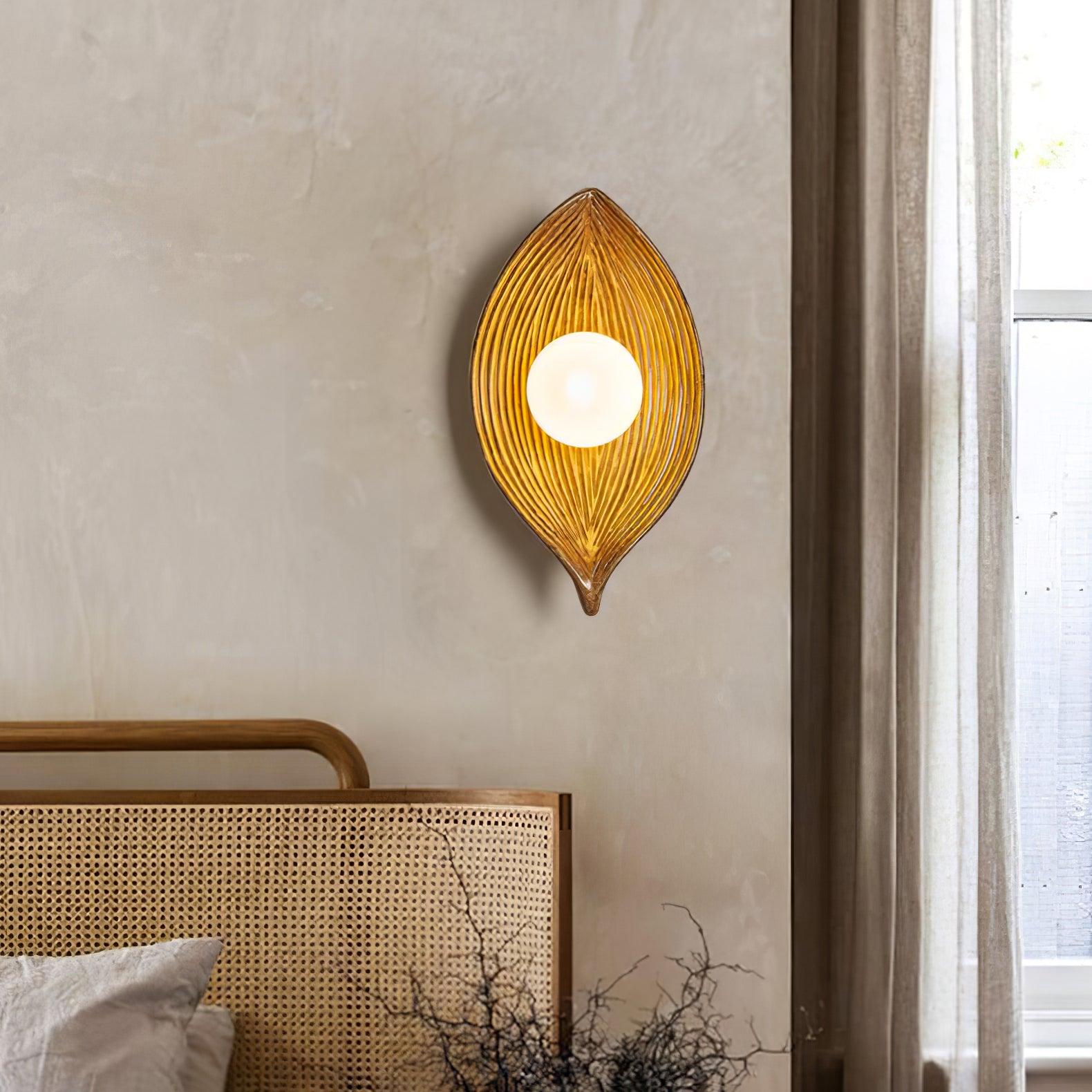 Leaf Canoe Organic Resin Wall Sconce Modern Textured Indoor Accent Lighting