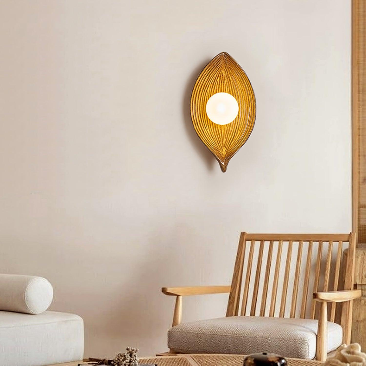 Leaf Canoe Organic Resin Wall Sconce Modern Textured Indoor Accent Lighting