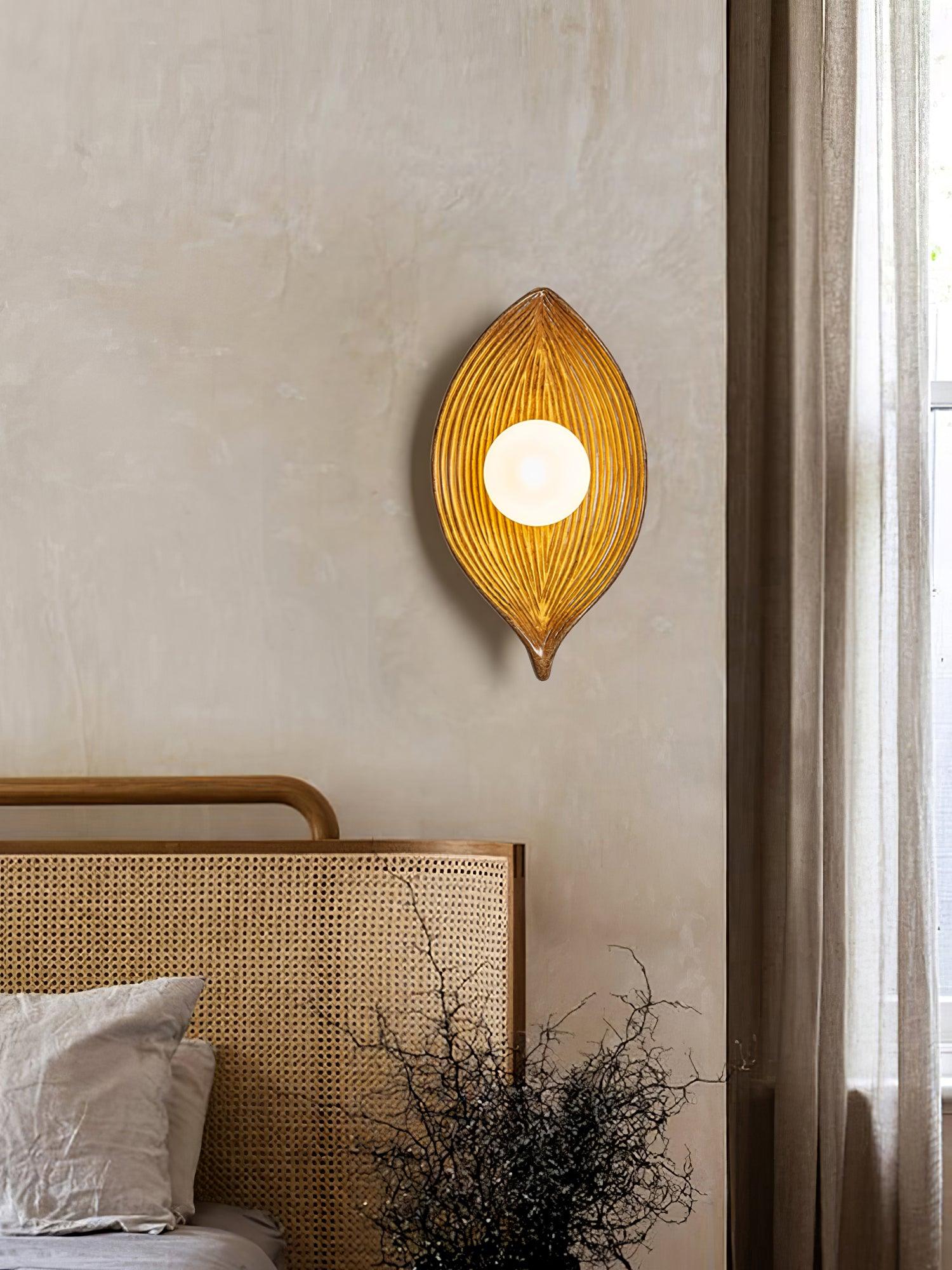 Leaf Canoe Organic Resin Wall Sconce Modern Textured Indoor Accent Lighting