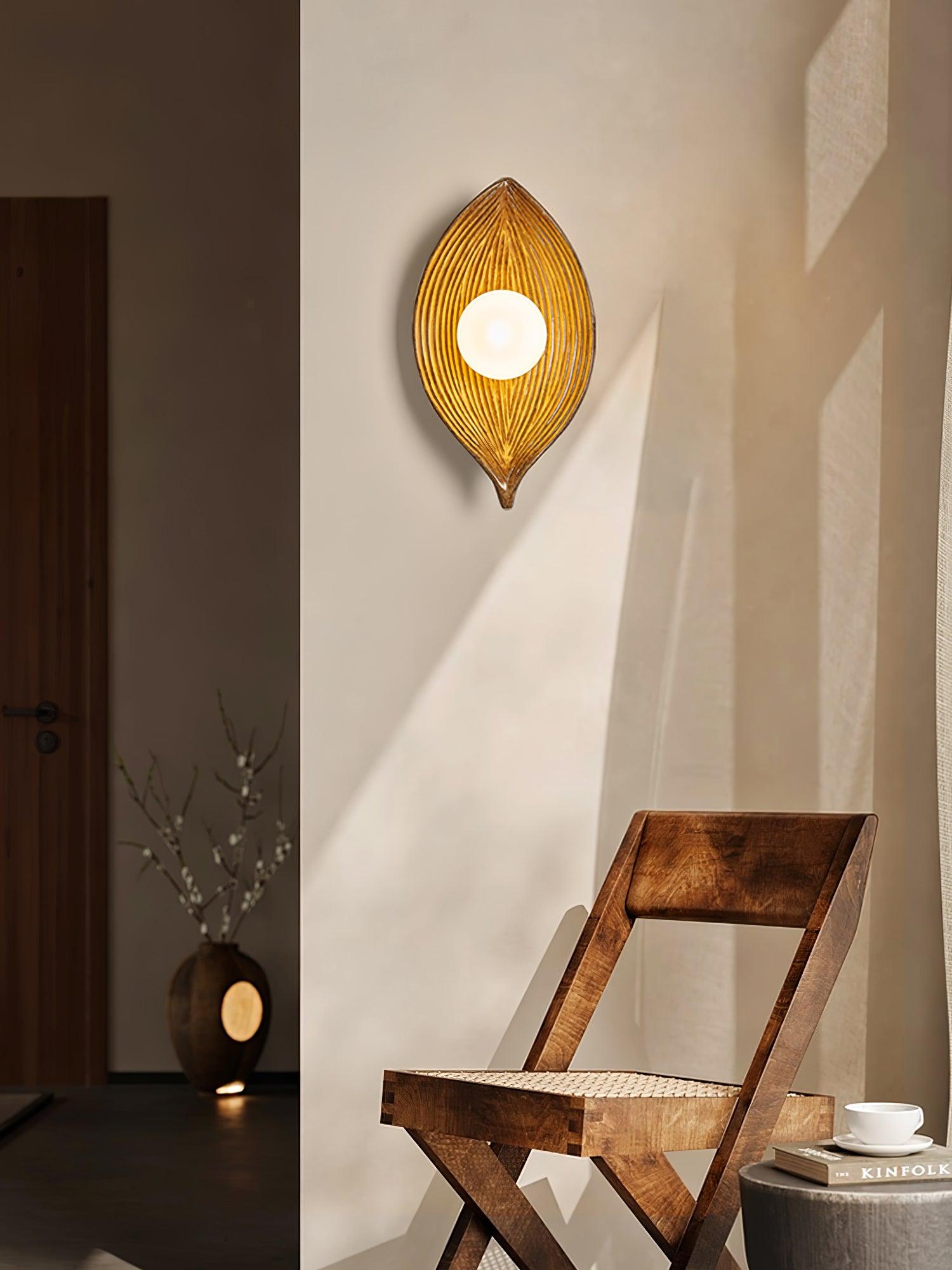 Leaf Canoe Organic Resin Wall Sconce Modern Textured Indoor Accent Lighting