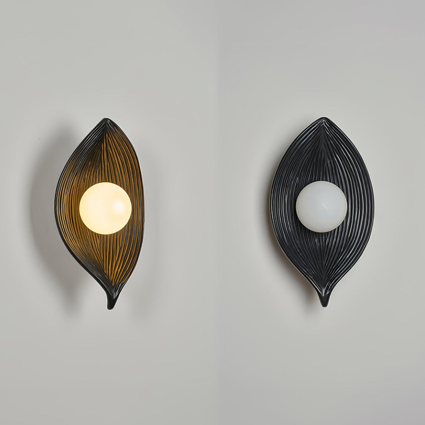 Leaf Canoe Organic Resin Wall Sconce Modern Textured Indoor Accent Lighting