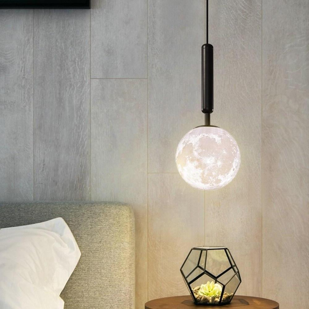 LED Acrylic Moon Texture Pendant Light Modern Cylinder Metal Hanging Lamp in Black and Gold