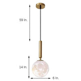 LED Acrylic Moon Texture Pendant Light Modern Cylinder Metal Hanging Lamp in Black and Gold