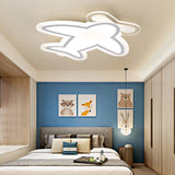 Modern LED Aircraft Flush Mount Ceiling Light White Iron Fixture for Kids Bedroom