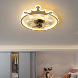 Modern 22 Inch Crown Ceiling Fan with LED Light and Remote for Kids Room Black and Gold