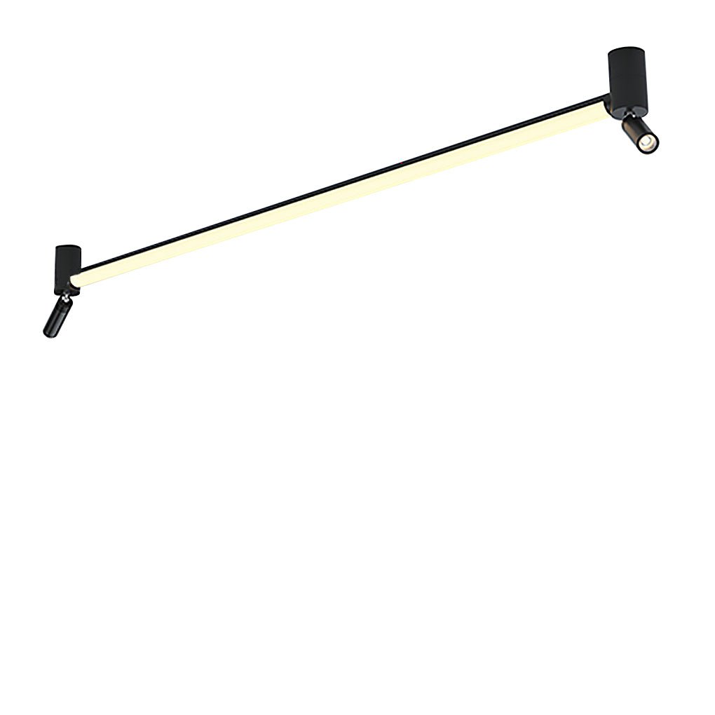 Modern LED Flush Mount Ceiling Light with Dual Rotatable Spotlights and Black Aluminum Frame
