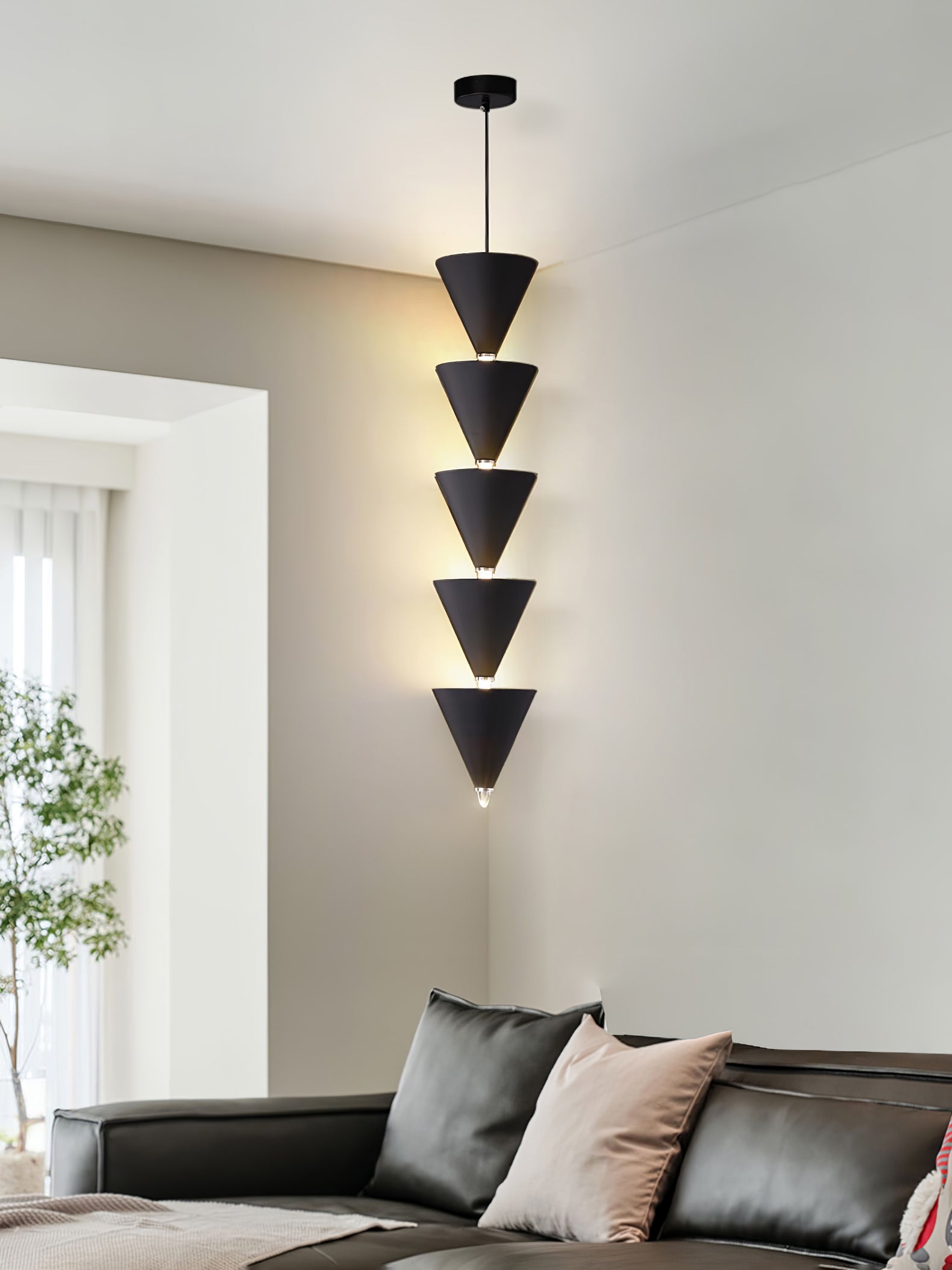 Legato Multi Tier LED Pendant Light Architectural Cone Hanging Chandelier Lamp