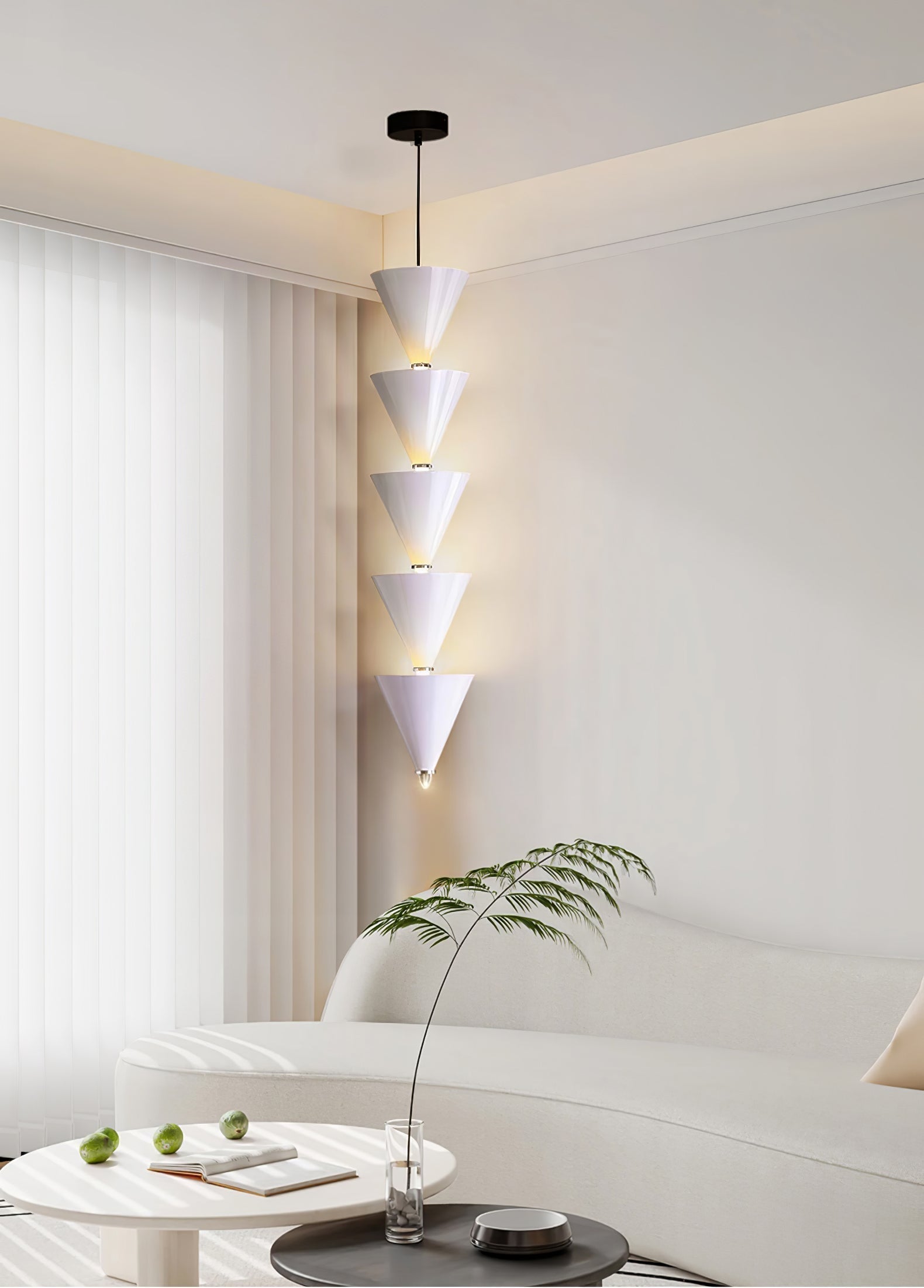 Legato Multi Tier LED Pendant Light Architectural Cone Hanging Chandelier Lamp