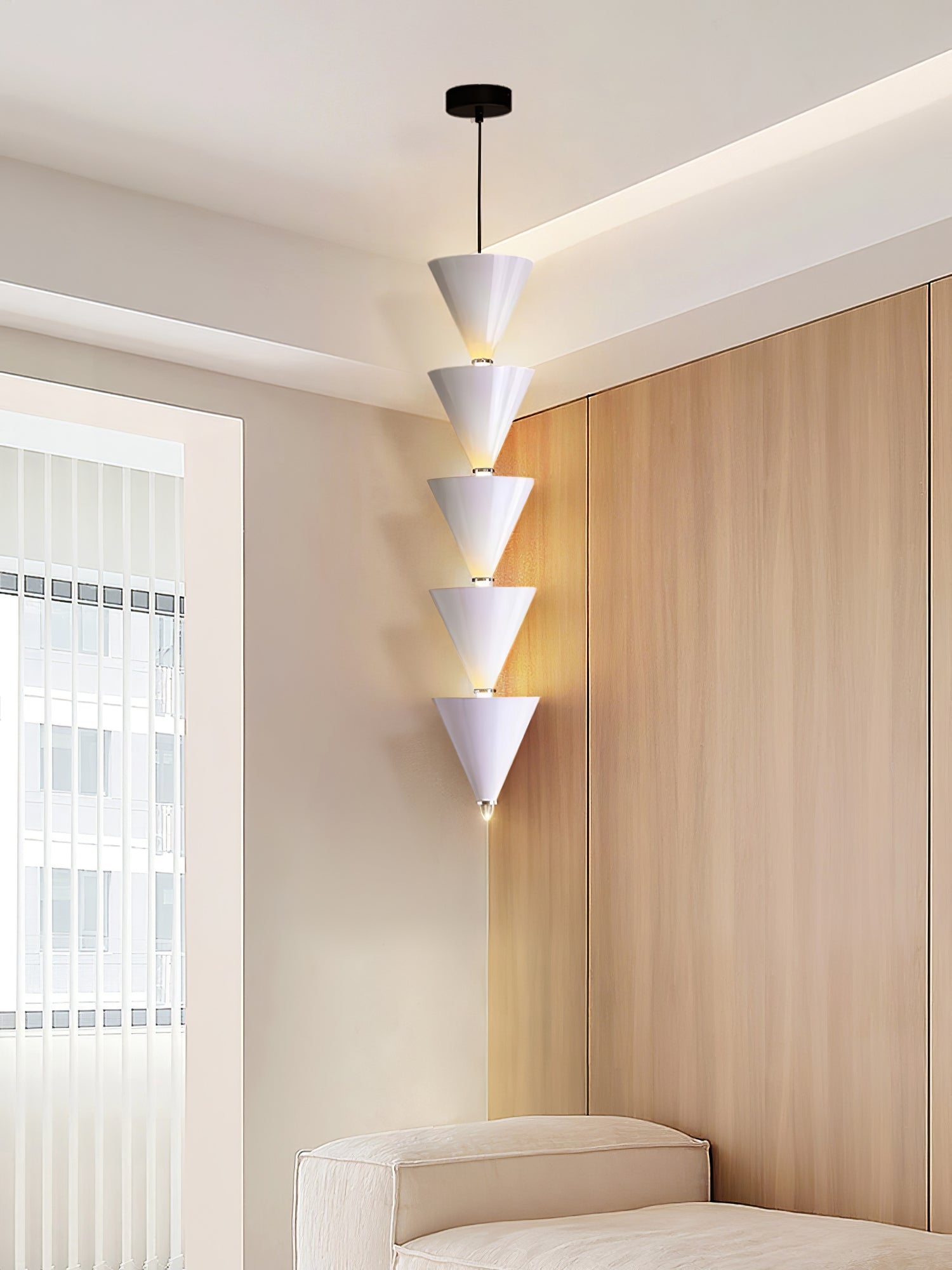 Legato Multi Tier LED Pendant Light Architectural Cone Hanging Chandelier Lamp