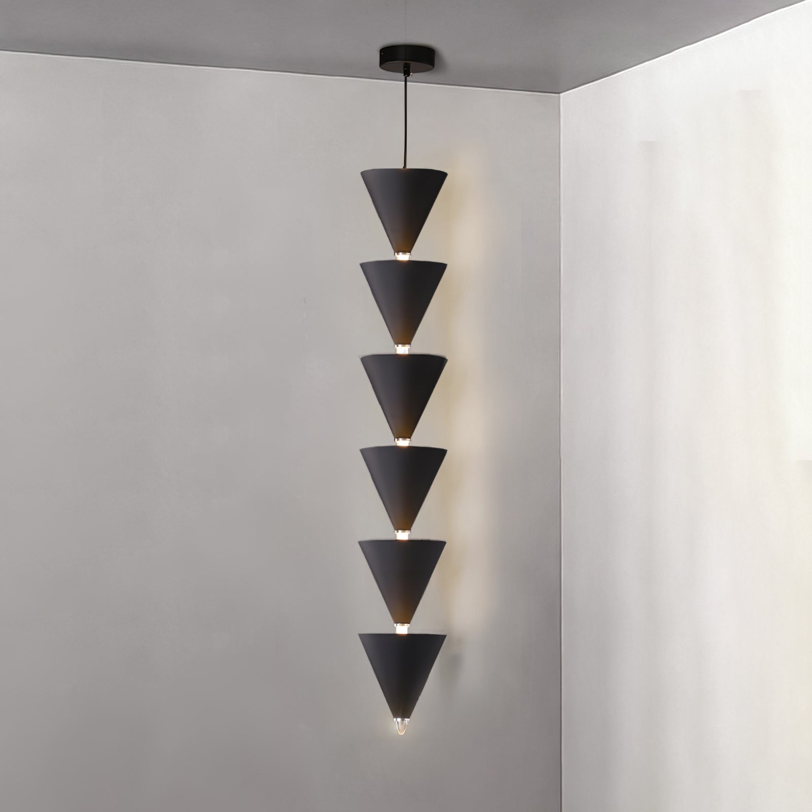 Legato Multi Tier LED Pendant Light Architectural Cone Hanging Chandelier Lamp