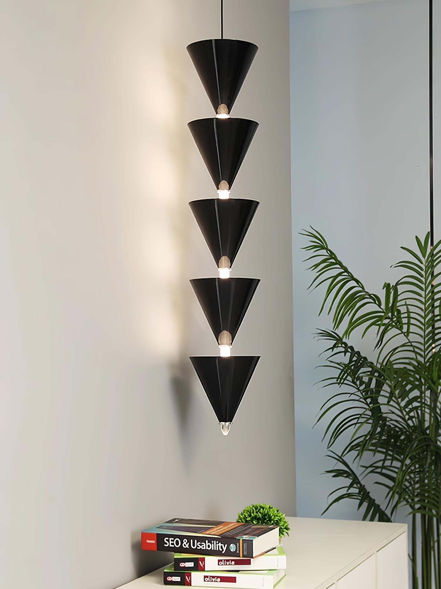 Legato Multi Tier LED Pendant Light Architectural Cone Hanging Chandelier Lamp