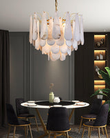 Leon Alabaster Crown Chandelier with Polished Brass Three Tier Design