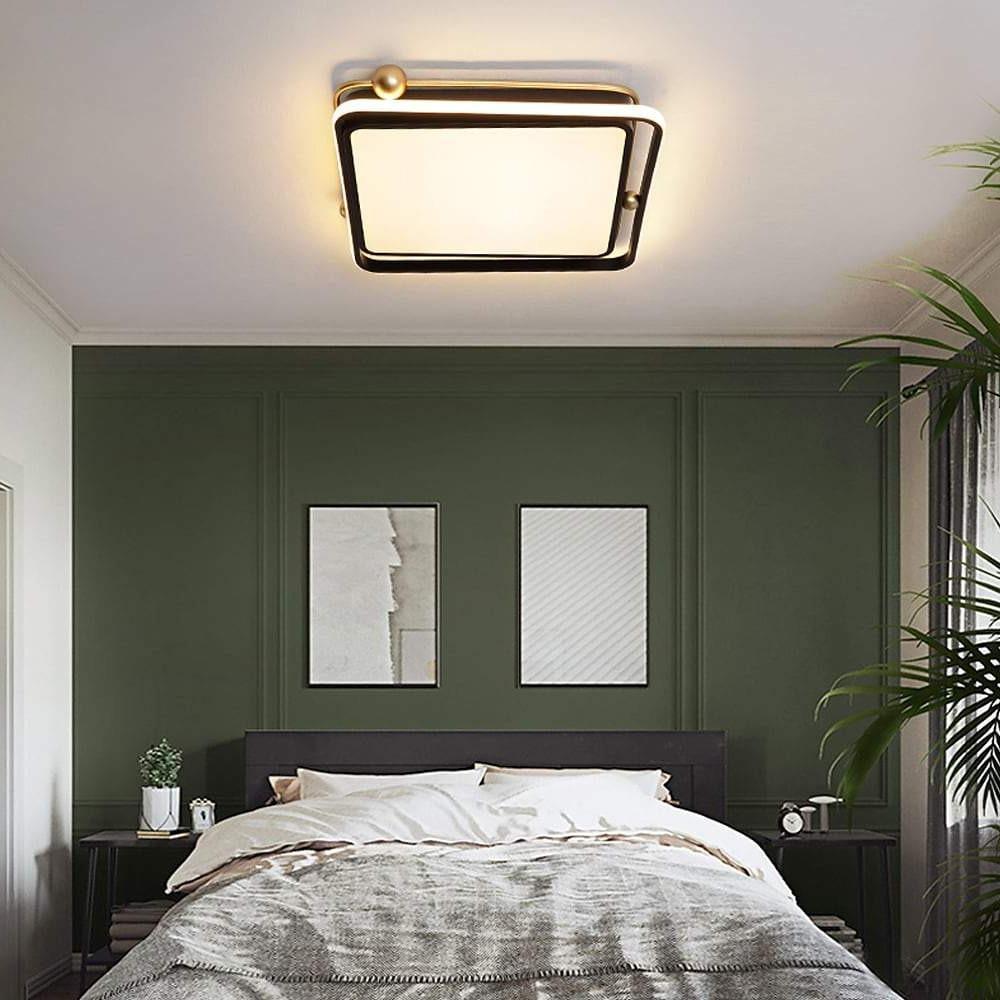 Modern Geometric Square LED Flush Mount Ceiling Light Dimmable Nordic Minimalist Fixture