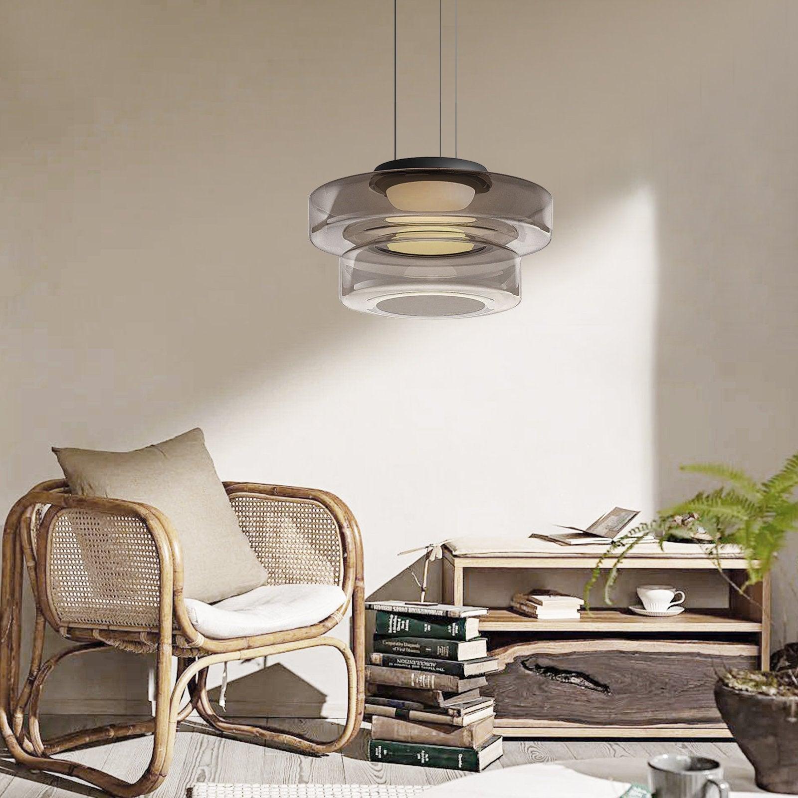 Levels Series Modern Layered Glass LED Pendant Light and Ceiling Hanging Fixture