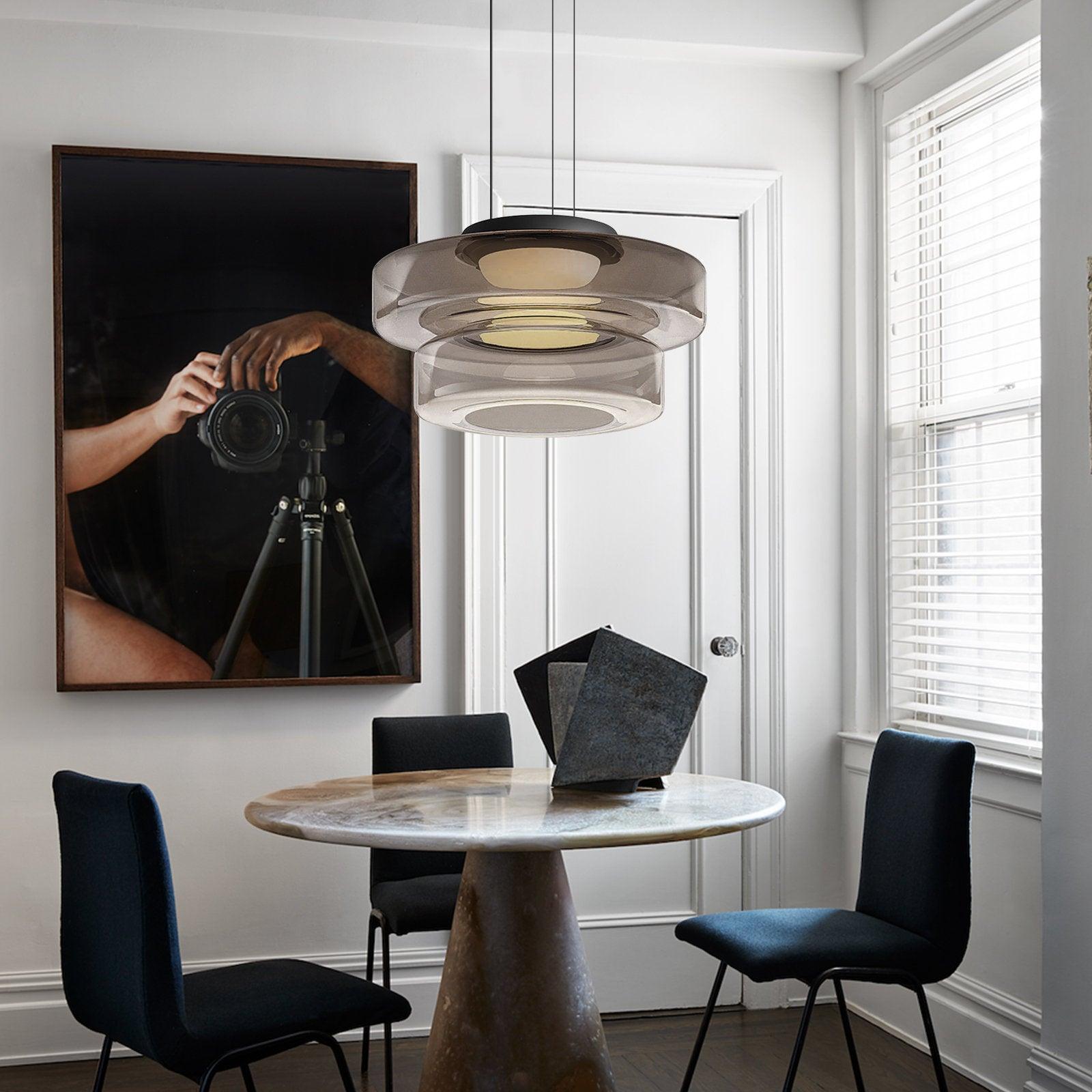 Levels Series Modern Layered Glass LED Pendant Light and Ceiling Hanging Fixture