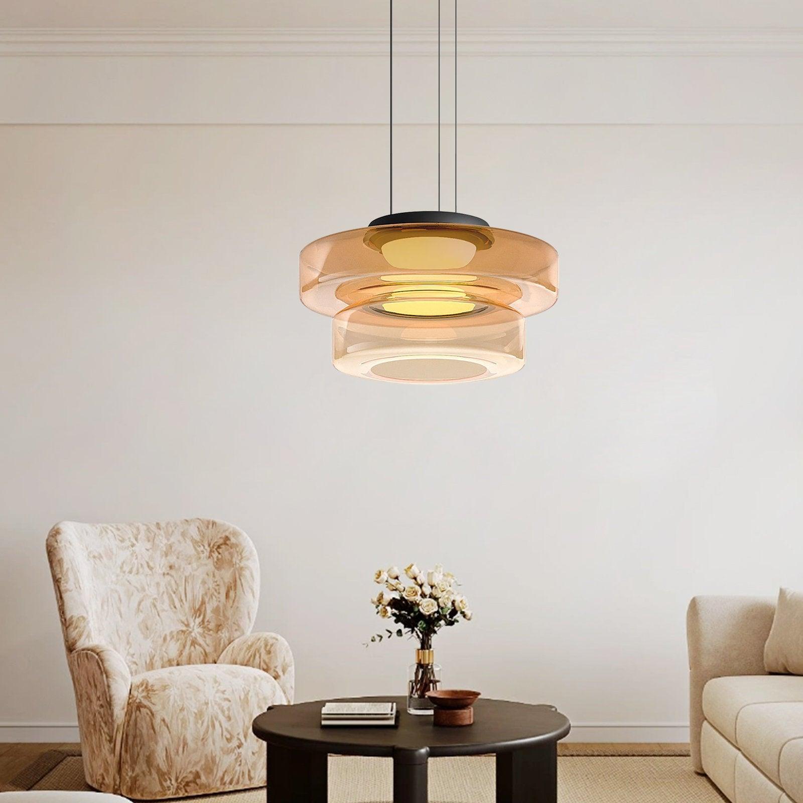 Levels Series Modern Layered Glass LED Pendant Light and Ceiling Hanging Fixture