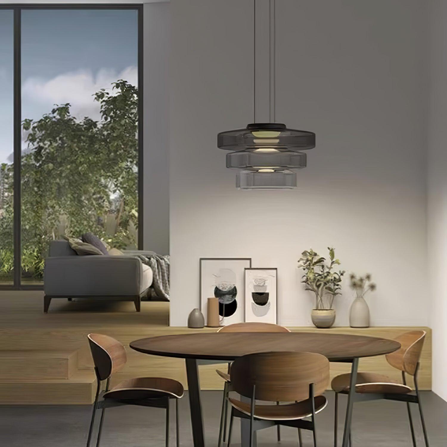 Levels Series Modern Layered Glass LED Pendant Light and Ceiling Hanging Fixture