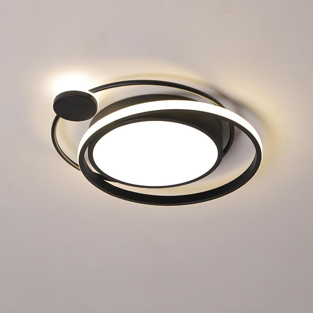 Modern Dimmable Double Circle Geometric LED Flush Mount Ceiling Light for Bedroom Living Room