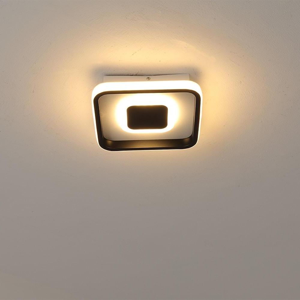 Modern Black Dual Square LED Flush Mount Ceiling Light for Hallway and Kitchen