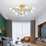Modern Globe Glass LED Flush Mount Ceiling Light Industrial Metal Lantern Fixture
