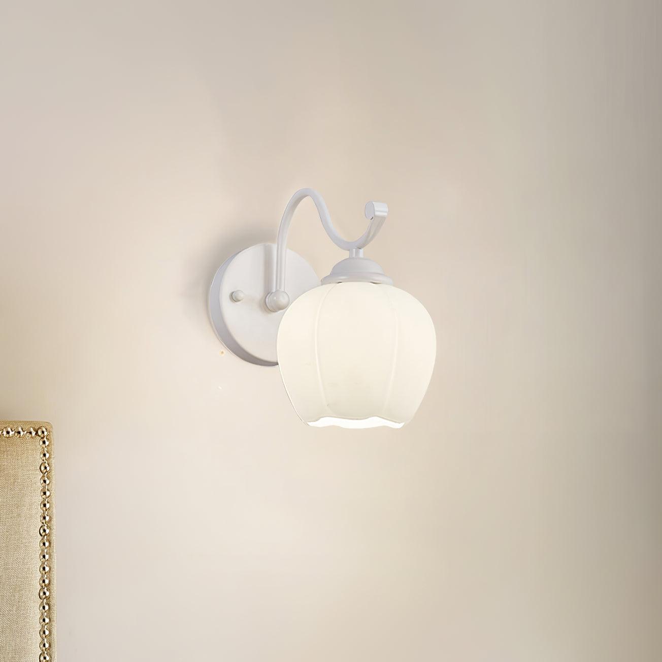 Lily Flower Glass Wall Sconce Set of 2 Modern Indoor Lighting for Hallway and Bedroom