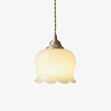 Lily of the Valley Flower Pendant Light with Brass Base and Resin Shade for Elegant Home Lighting