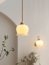 Lily of the Valley Flower Pendant Light with Brass Base and Resin Shade for Elegant Home Lighting