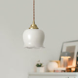 Lily of the Valley Flower Pendant Light with Brass Base and Resin Shade for Elegant Home Lighting