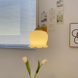 Lily of the Valley Flower Pendant Light with Brass Base and Resin Shade for Elegant Home Lighting