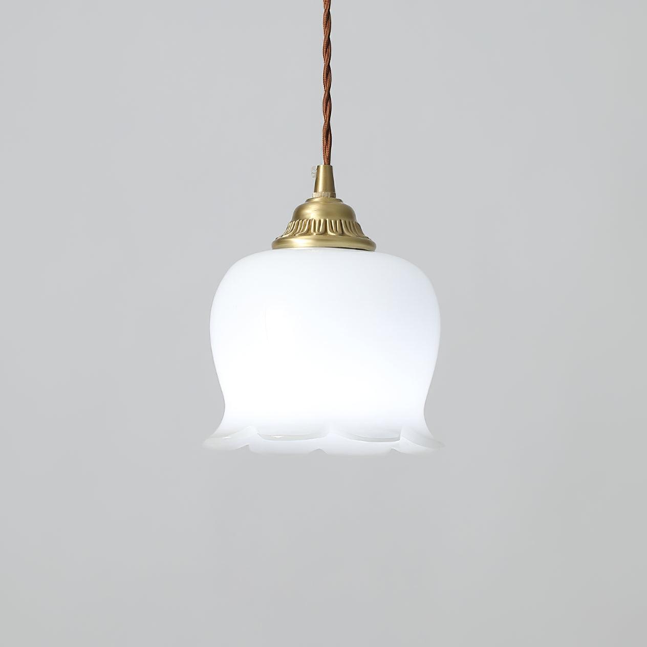 Lily of the Valley Flower Pendant Light with Brass Base and Resin Shade for Elegant Home Lighting