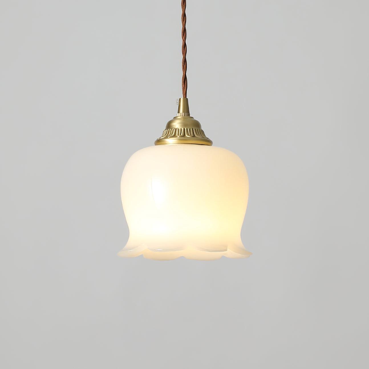 Lily of the Valley Flower Pendant Light with Brass Base and Resin Shade for Elegant Home Lighting
